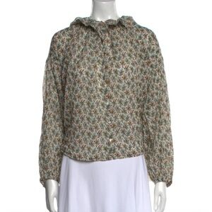 Dôen Floral Blouse Ruffle Collar Oversized Cottagecore Fits XL 1X 2X